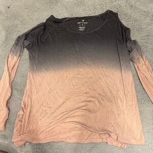 American Eagle Outfitters Ombre Long Sleeve Top - Black to Dusty Rose